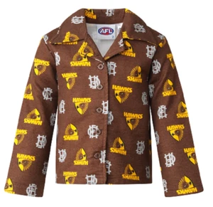 Hawthorn Hawks Official AFL Team Logo Youth Kids Winter Flannelette Pyjamas - Picture 1 of 7