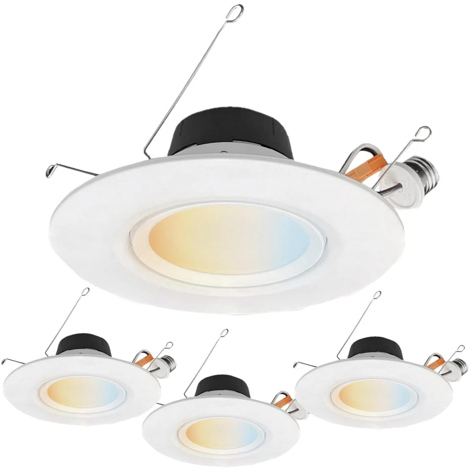 4Pack Retrofit LED Gimbal Recessed Lighting Downlight, 5CCT, 6", 11W, 1100LM E26 - Image 1 of 1