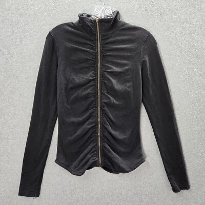 Chaqueta deportiva Victoria's Secret para mujer pequeña negra acanalada cremallera completa LEER Foto 1 de 4