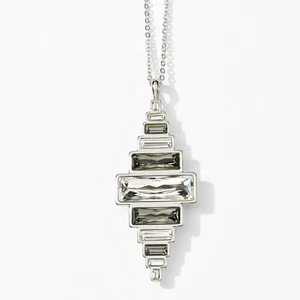 Touchstone Crystal Cyclone Black Crystal Rhodium Necklace Swarovskiđź’Ž - Picture 1 of 2