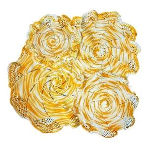 Vintage Handmade Retro Crochet Doily Set Doilies Lot Orange White Multi Size VTG - Picture 1 of 3