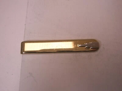 1-5/8" Gold & Silver Tone Design Gold Tone Vintage SWANK Tie Bar Clip - Image 1 of 4
