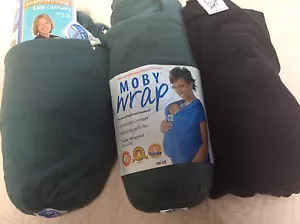 MOBY WRAP Cotton Knit ERGONOMIC Baby Carrier up to 35 lbs Black Pine Green OSFA - Picture 1 of 3