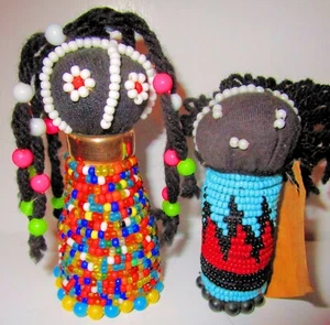 2 Authentic South African Zulu Sangoma Dolls Big and Small Great Condition - Picture 1 of 4