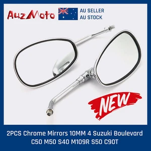 2PCS Chrome Mirrors 10MM for Suzuki Boulevard C50 M50 S40 M109R S50 C90T - Picture 1 of 7