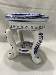 Formalities By Baum Brothers Blue White Cake/Plant Stand, 8.1” Tall, China A2161 - Picture 1 of 5