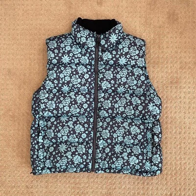 Polo Jeans Co Ralph Lauren Chaleco Puffer Azul Floral Flores Plumón de Ganso Cremallera Completa Foto 1 de 4