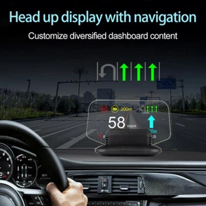 Car Head Up Display OBD2 FHD HUD GPS Speed Alarm Projector Navigation Universal - Picture 1 of 24