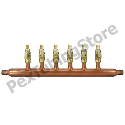 6 Port 1/2" PEX Manifold with Valves by Sioux Chief 672XV0699 OPEN - Image 1 of 2