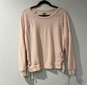 Aerie Women's XL Pink Long Sleeve Lace Up Casual Comfort Sweater - Picture 1 of 7