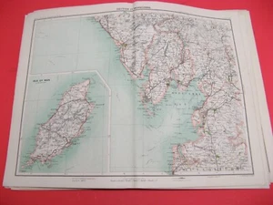 100% ORIGINAL LARGE MORECAMBE BAY ISLE OF MAN MAP BY BARTHOLOMEW C1890 VGC - Picture 1 of 1