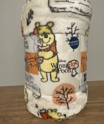 NEW Fall Autumn Leaves Big One Winnie the Pooh Soft Throw Blanket 5x6’- So Soft! - Image 1 of 4