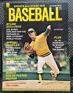 1975  BASEBALL magazine w/ Poster Photos of Willie Stargell & Catfish Hunter VGC - Picture 1 of 4