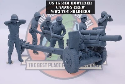 Soldados de juguete de la Segunda Guerra Mundial - Equipo de cañón obús de EE. UU. - 54 mm - 1:32 - Sin bases Foto 1 de 4