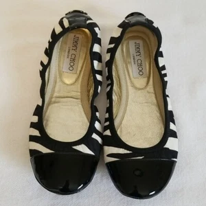 Jimmy Choo Ballet Flats Stripe Black White Size EU 34 US 4 - Bild 1 von 9