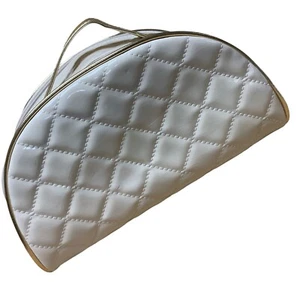 Elizabeth Arden Two Sided Cosmetic Make up Bag White/Gold Quilted - Picture 1 of 7