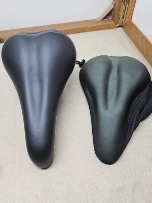 Sillín de asiento de bicicleta HYPER negro con costuras blancas 6,5" ancho 11" L con cubierta de gel Foto 1 de 4