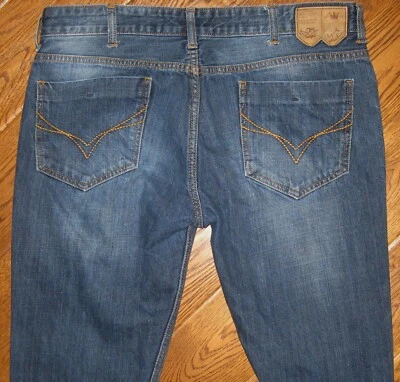 Pantalones de mezclilla Flying Machine ajustados 36 x 32 (etiqueta dice 38 W) cremallera mosca lavado oscuro para hombre Foto 1 de 4