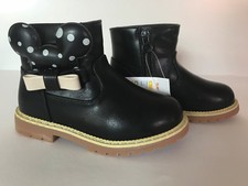 BNWT Little Girls EURO Size 26 AUS Size 8 Cute Black Zip Side Short Lined Boots