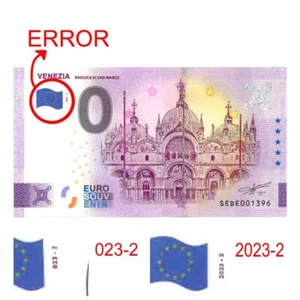 Zero Euro Souvenir Banknote Offizier Italien '23 - Venezia Basilika Error - Picture 1 of 1