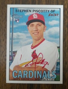 2016 Topps Heritage Stephen Piscotty Real One Auto RC Red Ink 52/67 Cardinals