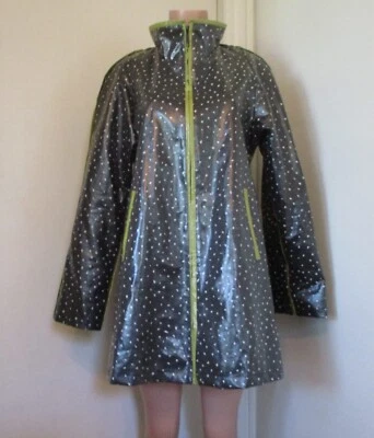 MARYLOU OZBOLT STORER FIBREARTS SEATTLE BLACK DOT LINEN COATED RAINCOAT, SIZE S - Image 1 of 4