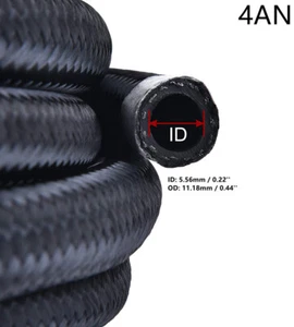 AN4/AN6/AN8/AN10/AN12 Fuel Hose Oil Gas Line Nylon Stainless Steel Braided NEW - Picture 1 of 16