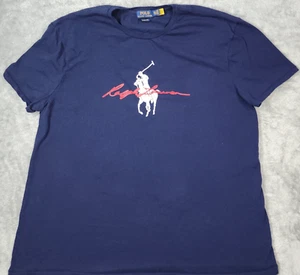 Polo Ralph Lauren Big Pony Camicia Uomo XXL Blu Navy Vestibilità Classica Firma Estate - Foto 1 di 8