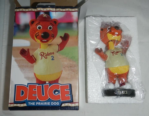 NIB Frisco RoughRiders Minor League Baseball Deuce Mascot Prairie Dog Bobblehead Cover