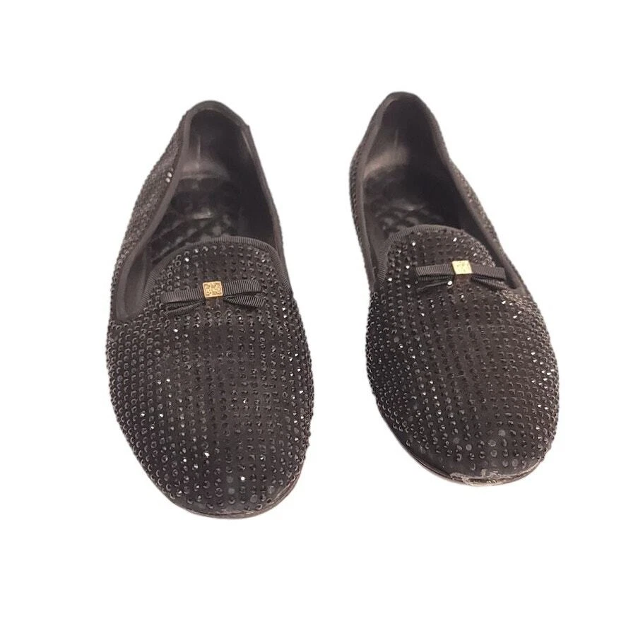 Mocassim Tory Burch azul cristal enfeitado camurça Chandra para fumar tamanho 9,5 - Imagem 1 de 4