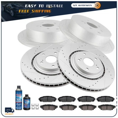 Front Rear Brake Rotors Disc and Ceramic Pads For Toyota Sienna 2011-2017 Slot - Image 1 of 4