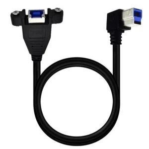 USB B 3.0 to USB B Panel Mount Extension Cable | Male to Female | Down Angle - Picture 1 of 3
