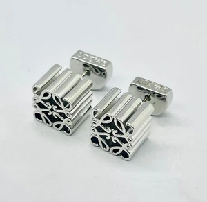 Auth LOEWE Silver Tone Monogram Earrings - Pre owned / LQ5412 - Picture 1 of 7