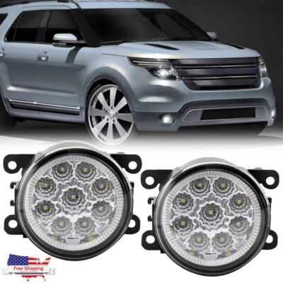 For Ford Explorer 2011-2015 Clear LED Bumper Fog Lights Front Lamps Left+Right - Image 1 of 4