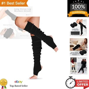 Elegantes calentadores de piernas de punto acanalado en negro - 24 pulgadas para máxima comodidad - Imagen 1 de 9