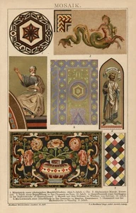 1894 Antica Stampa = MOSAICO Roma Venezia Costantinopoli Messina CROMOLITOGRAFIA - Picture 1 of 1