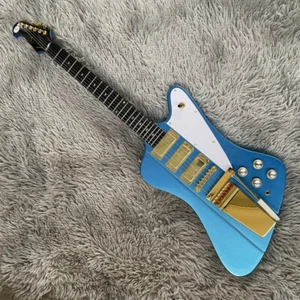 Firebird Electric Guitar Metallic Blue HHH Pickups Tremolo Bridge Free Shipping - Picture 1 of 8