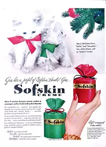 Kosmetik 1948 Druck Werbung Sofskin Handcreme Weihnachten Kätzchen 10x14 - Bild 1 von 4