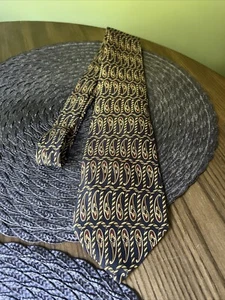 417 Van Heusen Paisley Print Silk Tie Blue And Gold - Picture 1 of 12