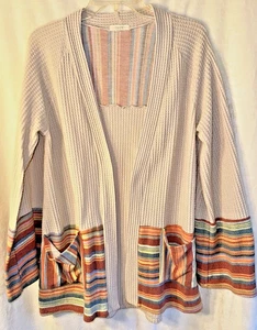 Suéter Cárdigan Abierto Oddy De Colección Para Mujer Pequeño Bronceado Corte Gofre Suave Boho Hippie EE. UU. - Imagen 1 de 7