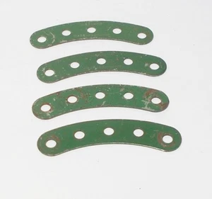 4 x Meccano Original Curved Strip 5 holes, green - part 90 (A) - Picture 1 of 1