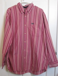 Chaps Red Striped Button Down Shirt Men Size L Chest 50 Long Sleeve 35116 - Picture 1 of 4