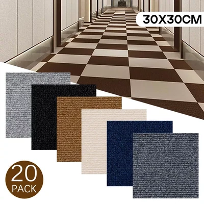 20 Stück 30x30cm Teppichfliesen Selbstklebend Teppichboden Teppich Bodenbelag DE - Bild 1 von 4