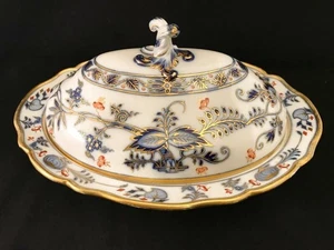Impresionante cazuela antigua Meissen azul cebolla bermellón oro siglo XIX - Imagen 1 de 10