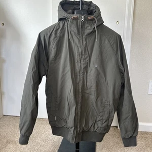 Volcom Heran Winter Coat Men’s L Hooded Lined Green Winter Skater Parka Full Zip - Picture 1 of 16