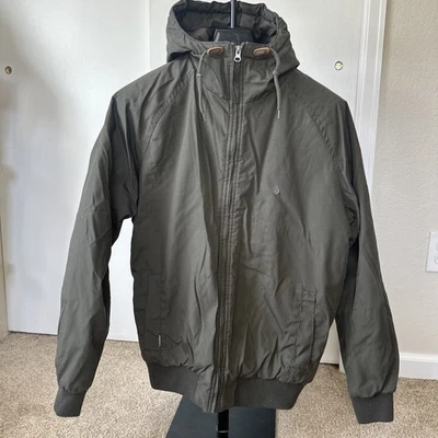 Volcom Heran Winter Coat Men’s L Hooded Lined Green Winter Skater Parka Full Zip - Image 1 of 4