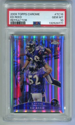 ED REED 2009 Topps Chrome #TC16 REFRACTOR PSA 10 POP 3 HOF Baltimore Ravens - Image 1 of 2