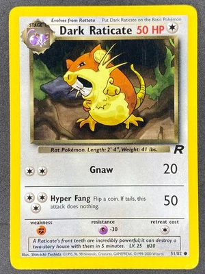 Pokémon Dark Raticate 51/82 TR Team Rocket Unlimited LP/NM - Image 1 of 2