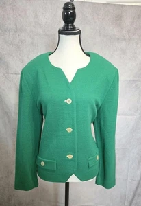 Vintage 80s Castleberry London New York Women’s Kelly Green Textured Blazer 16 - Picture 1 of 10