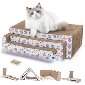 Cat Scratcher, Reversible Cardboard Cat Scratching Board, Recyclable 3 in 1 - Picture 1 of 7